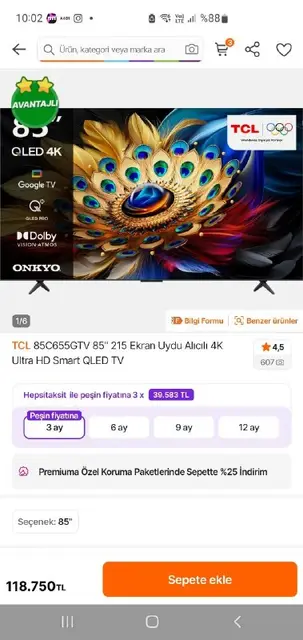 Tcl 85 inc qled tv — Анталия — 25 000 ₺