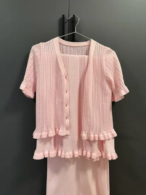 Розовый вязаный комплект с длинной юбкой — Tbilisi — 50 ₾