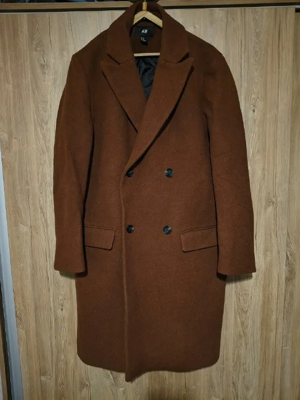 Мужское коричневое теплое пальто H&M