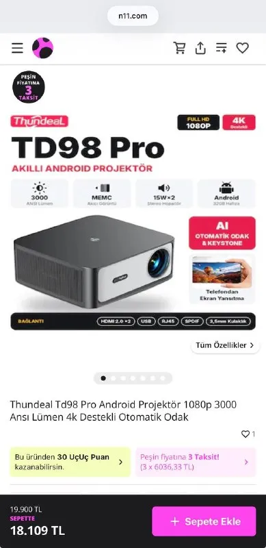 Проектор thundeal td 98 pro