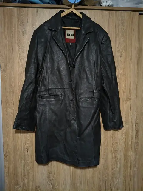 Черный кожаный плащ пальто Jasua — Tbilisi — 50 ₾