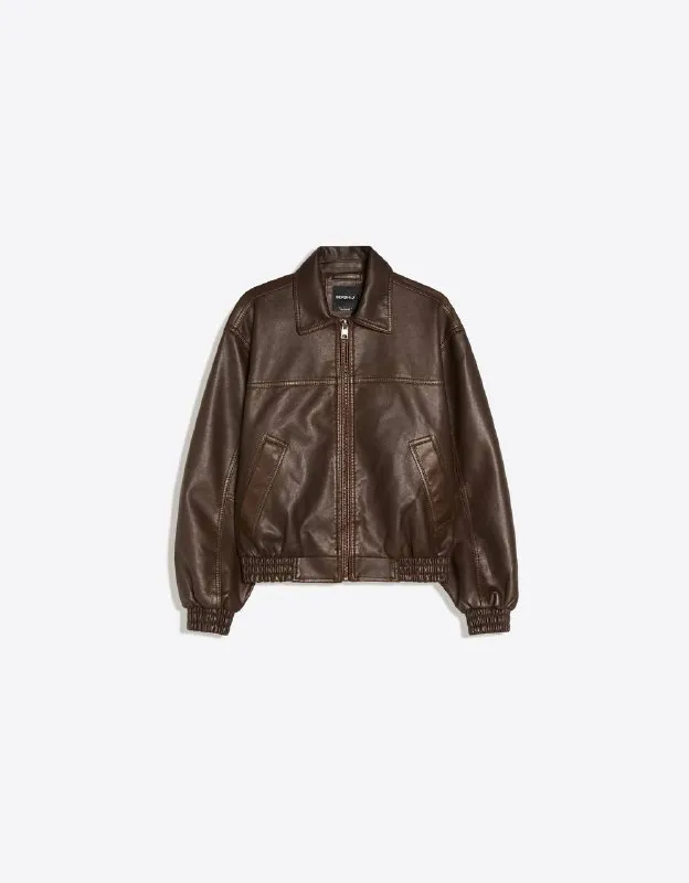 Кожаная куртка Bershka